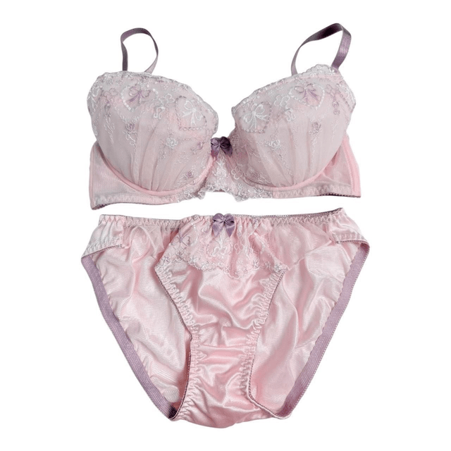 Pink + Purple Embroidered Bows UK 32C, UK 36D