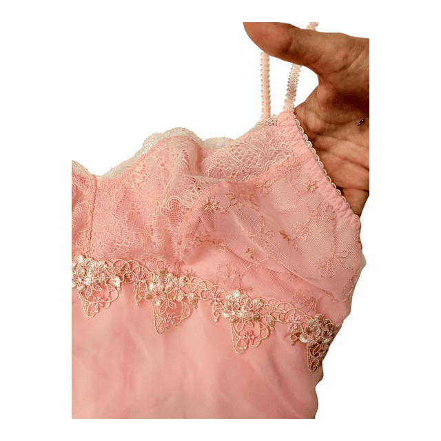 Japanese brand coquette pink floral lace embroidered cami 