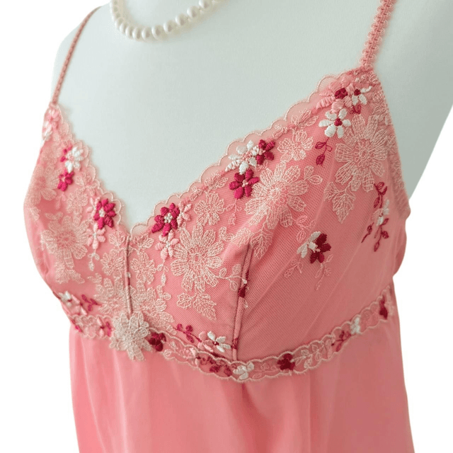 Japanese brand coquette pink floral embroidered cups cami 