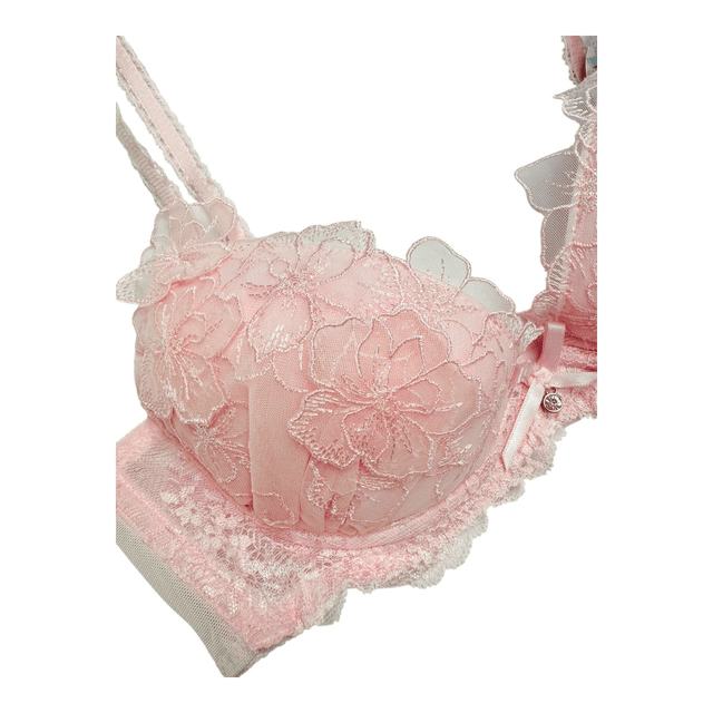 Pink floral appliqué Japanese Bra UK 34A  