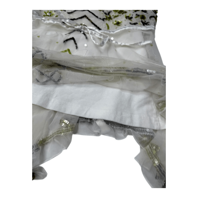 y2k white and green beaded fairy asymmetrical hem top
