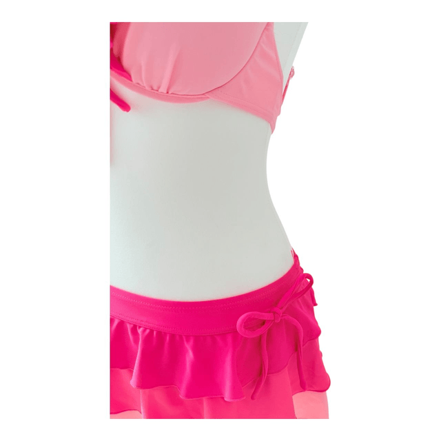 Pink ruffle japanese 3 piece bikini set 