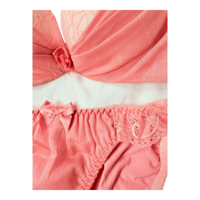 Pink lace and tulle Japanese Bra + Underwear Set UK 34B, 32DD