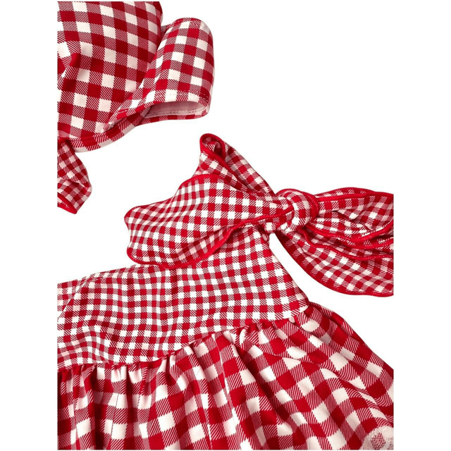 coquette red gingham japanese 3 piece bikini set