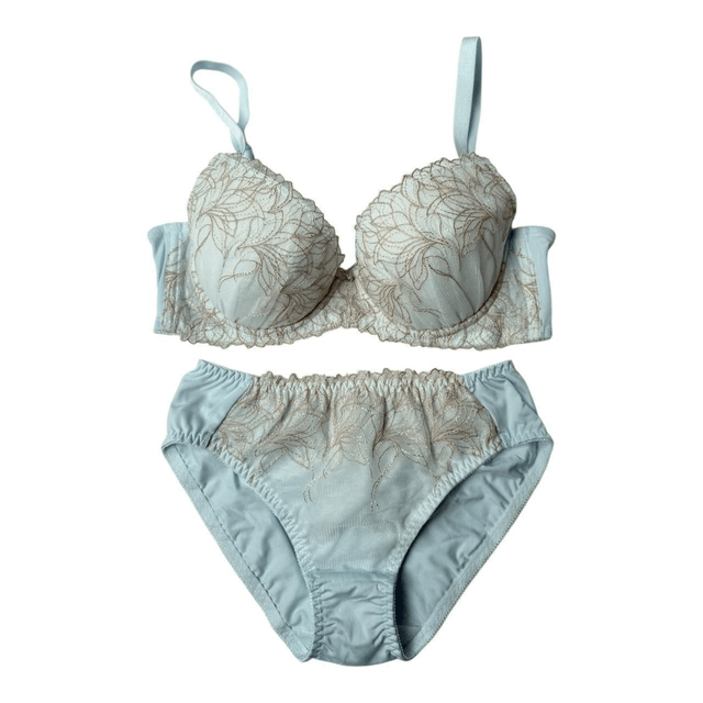 Pink and Purple Floral Japanese Bra + Underwear Set UK 36A, 36C