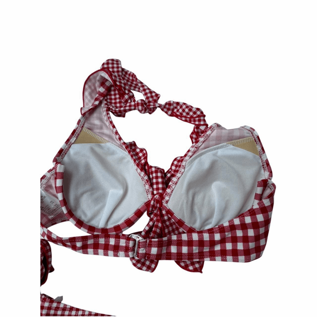 coquette red gingham japanese 3 piece bikini set