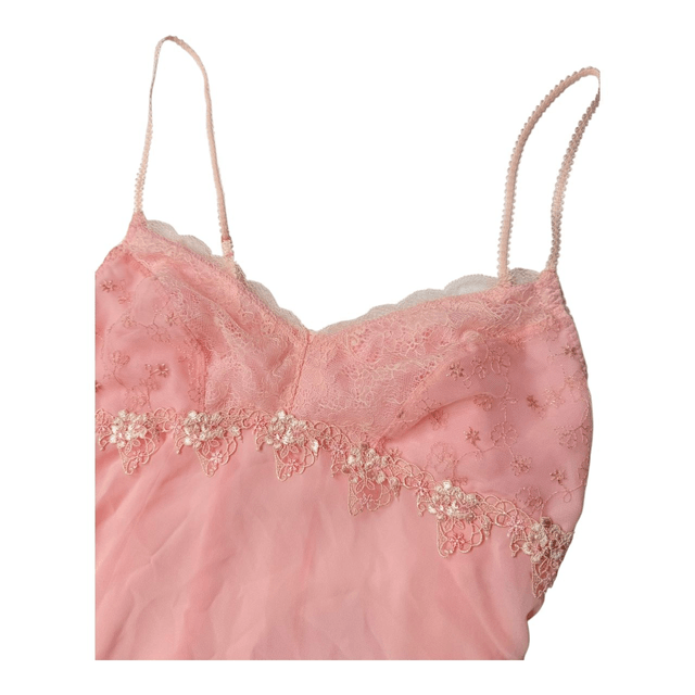 Japanese brand coquette pink floral lace embroidered cami 
