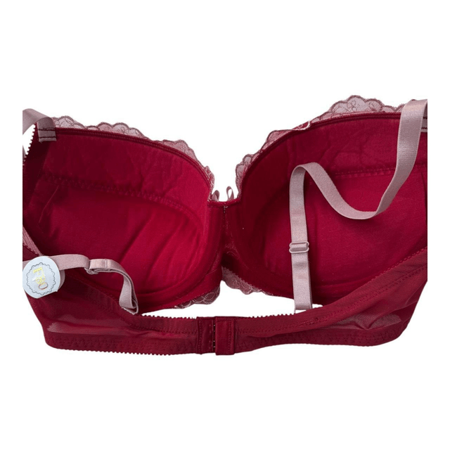 Red embroidered Japanese Bra + Underwear Set UK 36DD 