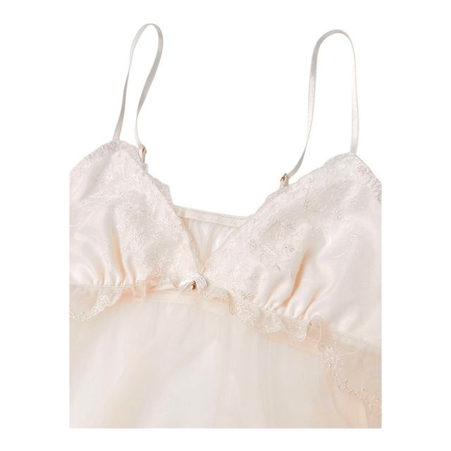 Japanese brand coquette cream/white embroidered and embellished cups cami 