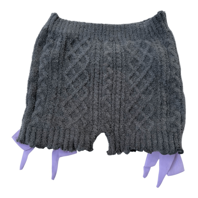 Kuromi Black and Purple Fluffy Knit Shorts 