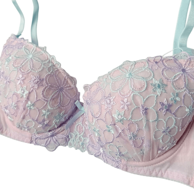 Pink multicolour floral Japanese Bra UK 32B