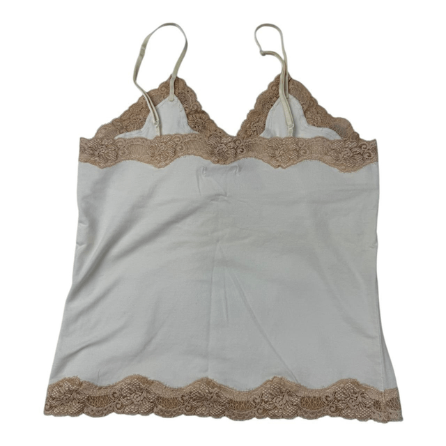 y2k abercrombie and fitch white and tan beaded cami 