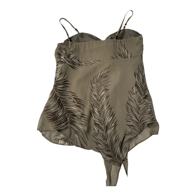 y2k khaki green tropical leaf cami + halterneck design 
