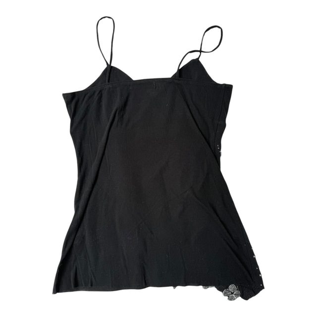 y2k Black and gold embellished cami top with sequins and beads