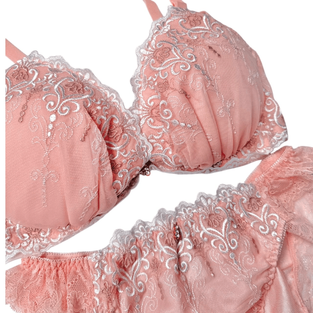 Peachy Pink Japanese Bra + Underwear Set UK 34DD 