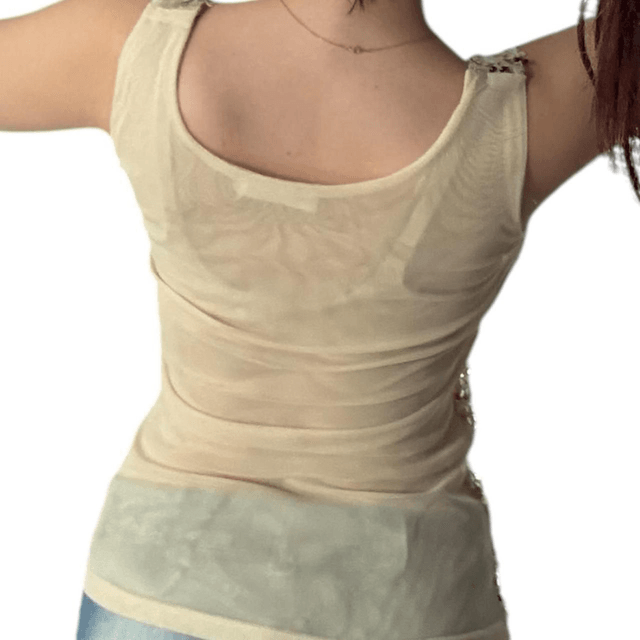 y2k gold sequin and mesh vest top 