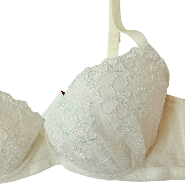 White + blue floral embroidered Japanese Bra 32A  