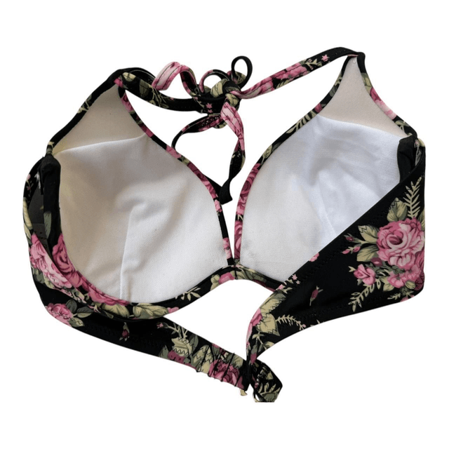 Black floral japanese 4 piece bikini set 