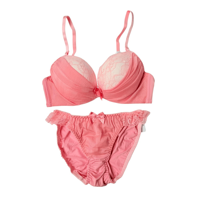 Pink lace and tulle Japanese Bra + Underwear Set UK 34B, 32DD