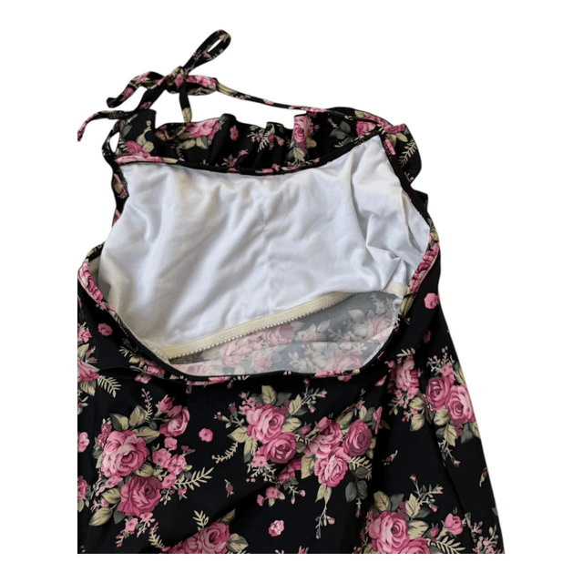 Black floral japanese 4 piece bikini set 
