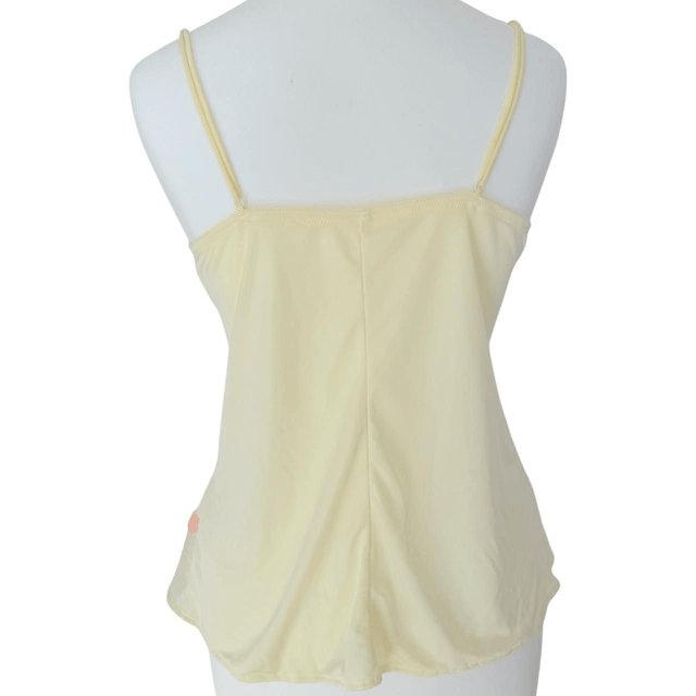 Japanese brand coquette yellow and pink floral sheer embroidered cups cami