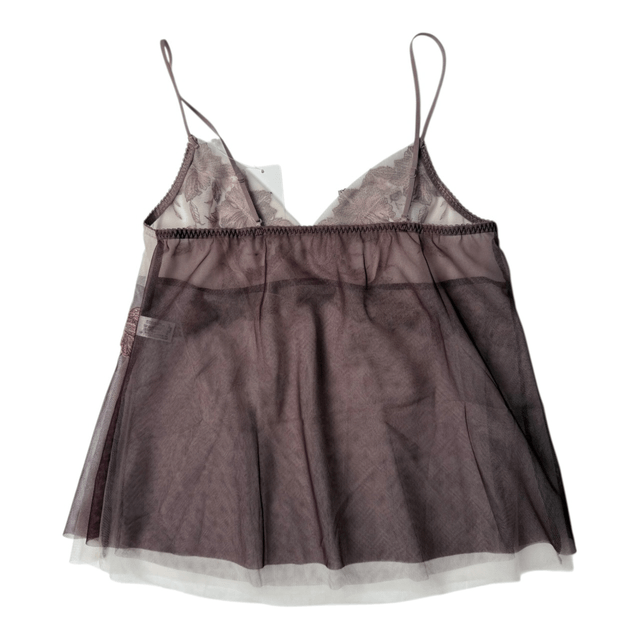 BNWT Japanese brand coquette purple tulle embroidered cups cami