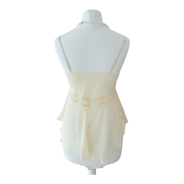 Japanese brand coquette butter yellow flowy sheer cami 