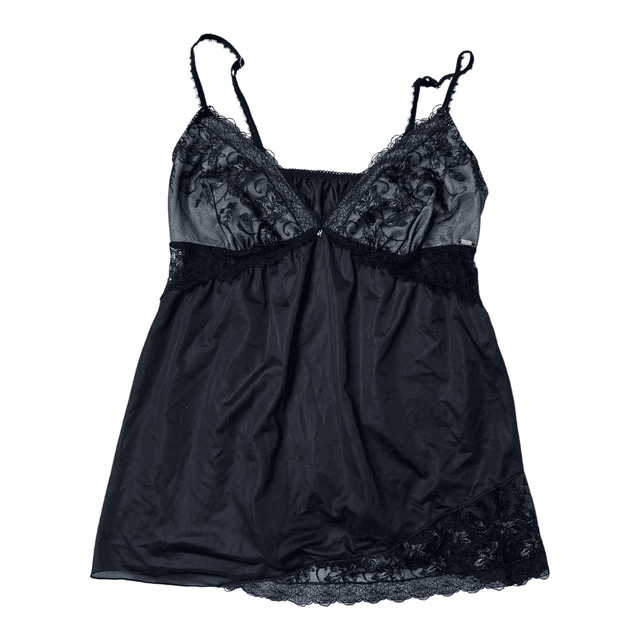 Japanese brand coquette black and silver  embroidered cups cami  