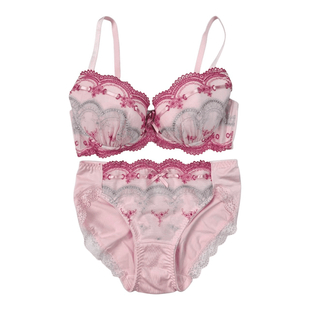 Pink Princess Ribbon Bra and Underwear Set, 32B