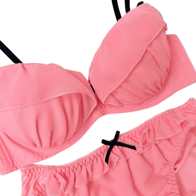Pink and black Japanese Bra + Underwear Set UK 34B   