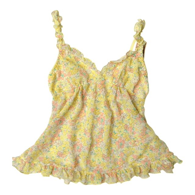 BNWT Japanese brand coquette yellow floral cami 