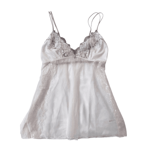 Japanese brand coquette white and mauve embroidered cups cami
