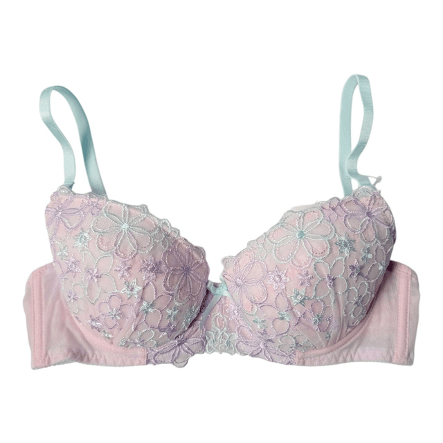 Pink multicolour floral Japanese Bra UK 32B