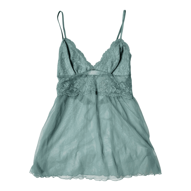 BNWT Japanese brand coquette turquoise lace mesh cami 