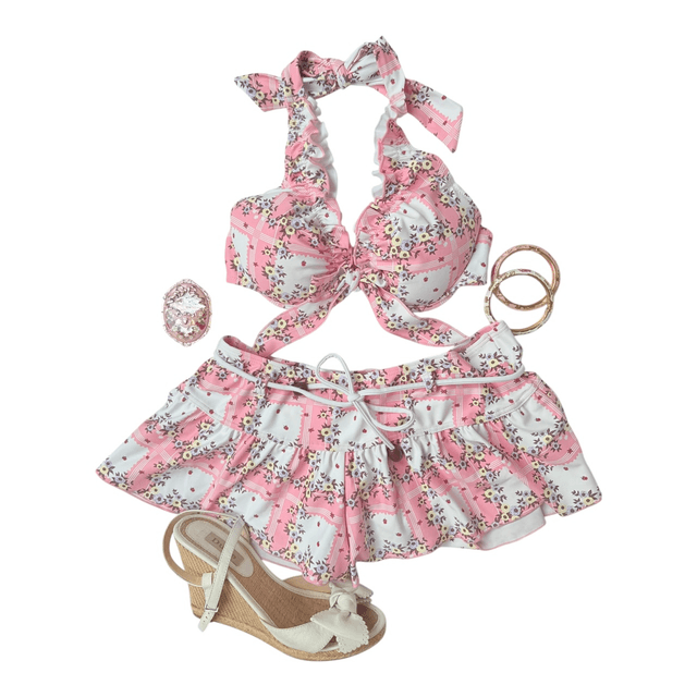 BNWT coquette pink japanese 3 piece bikini set 