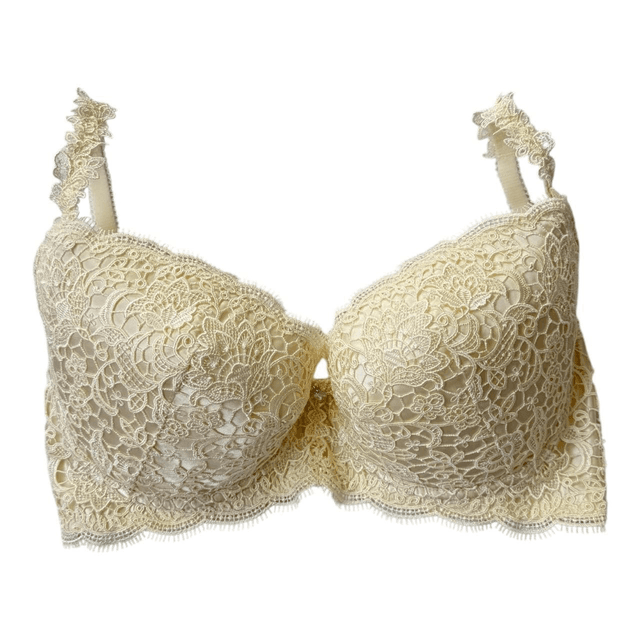 Cream satin lace Japanese Bra + Underwear Set UK 36DD 