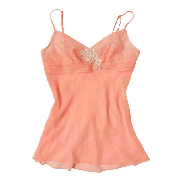 Japanese brand coquette peachy pink floral embroidered cups cami