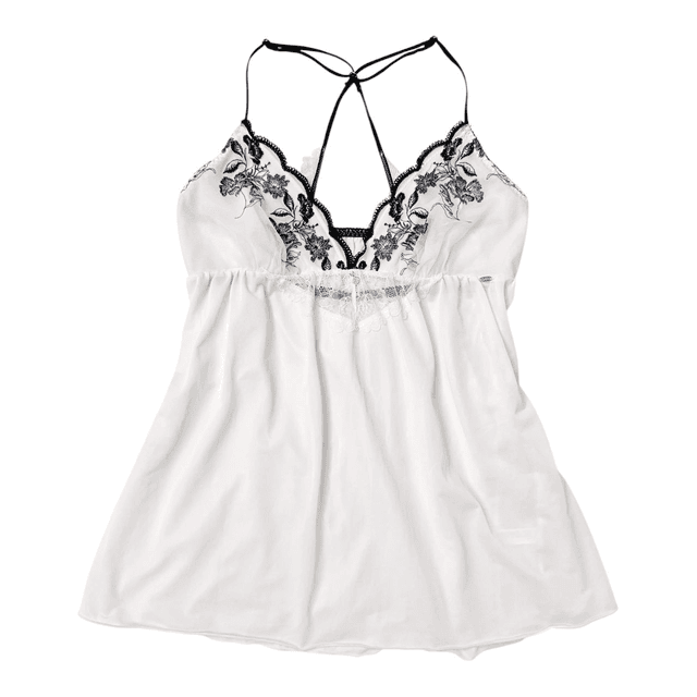 Japanese brand coquette white/cream and black embroidered cups babydoll cami 