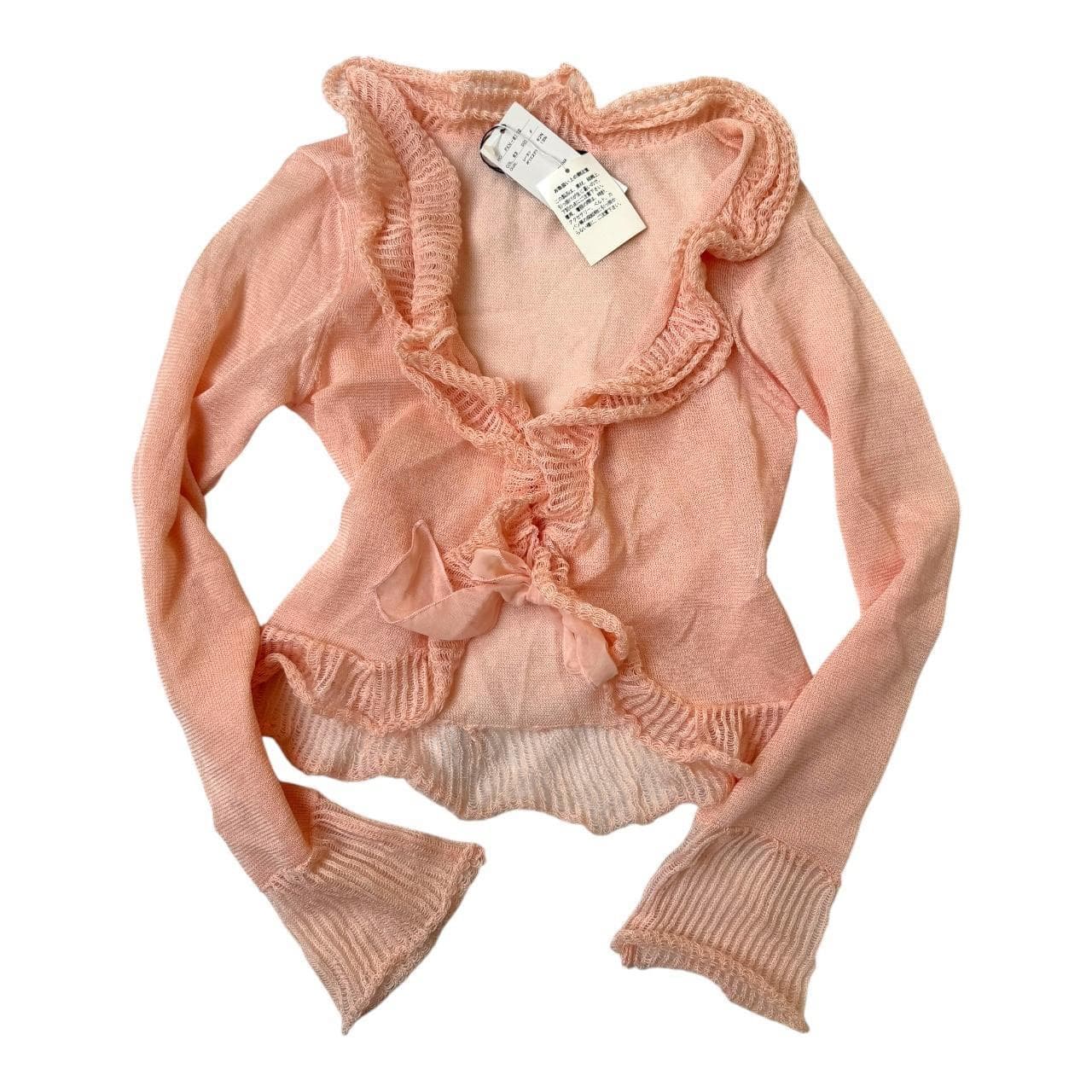 Pink/peach frill knit cardigan